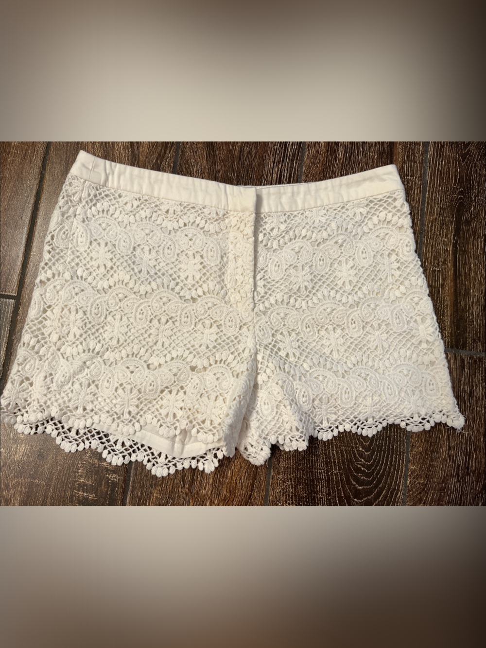 White Crochet Lace High-Waist Women's Shorts